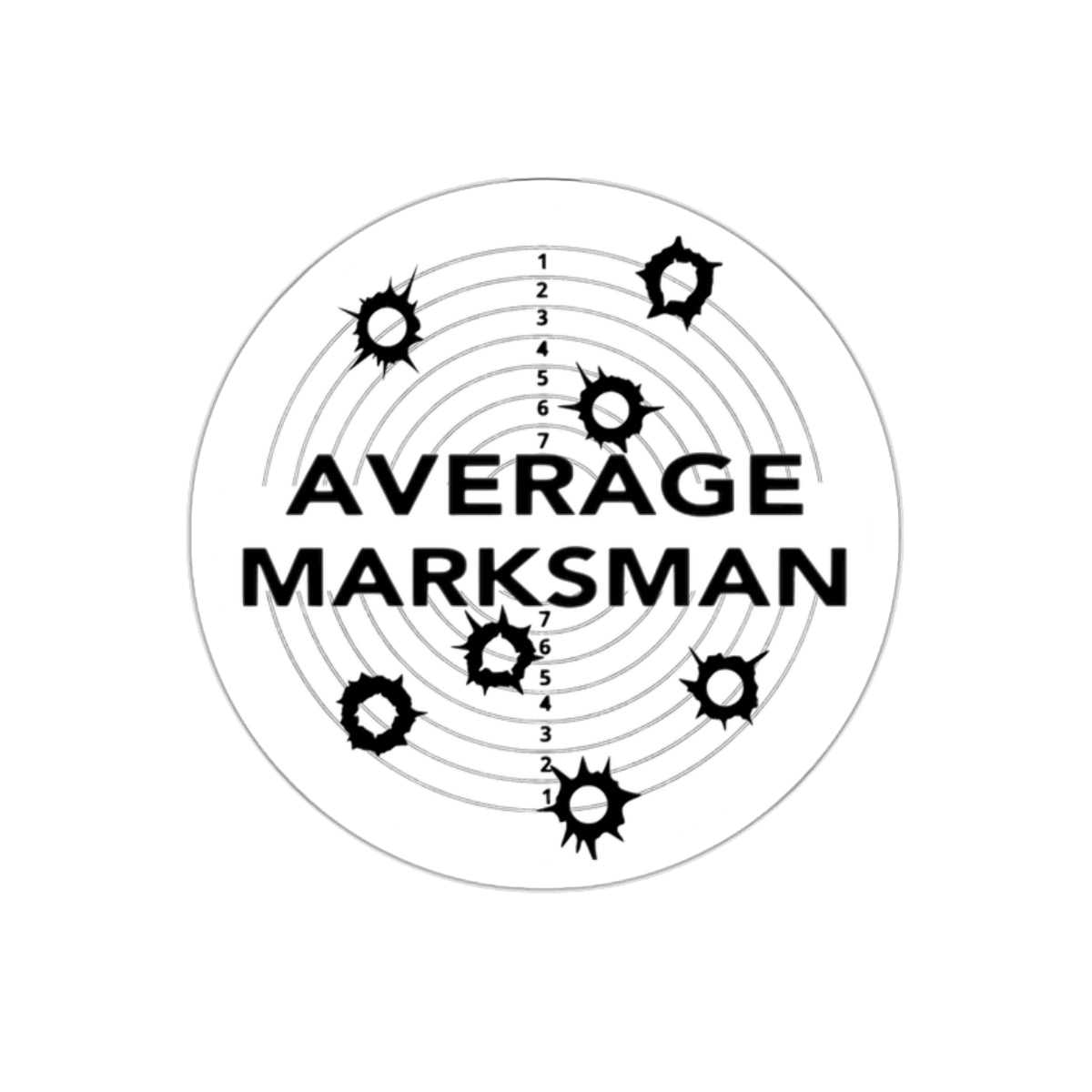 Circular target design with 'Average Marksman' text in the center on a white background