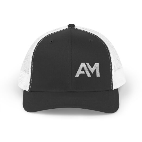White AM Logo Trucker Hat - Image 5