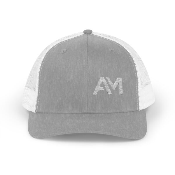 White AM Logo Trucker Hat - Image 6