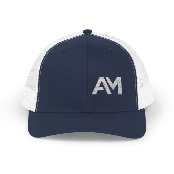 White AM Logo Trucker Hat - Image 8