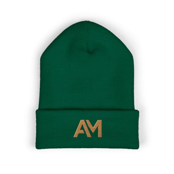 Old Gold AM Logo Cuffed Beanie - Image 3