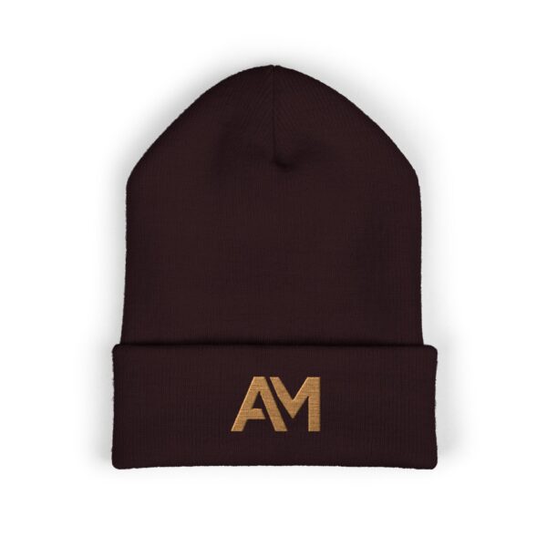 Old Gold AM Logo Cuffed Beanie - Image 4