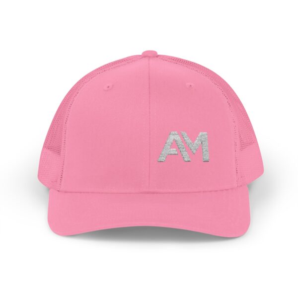White AM Logo Trucker Hat - Image 9
