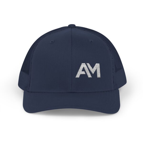 White AM Logo Trucker Hat - Image 7